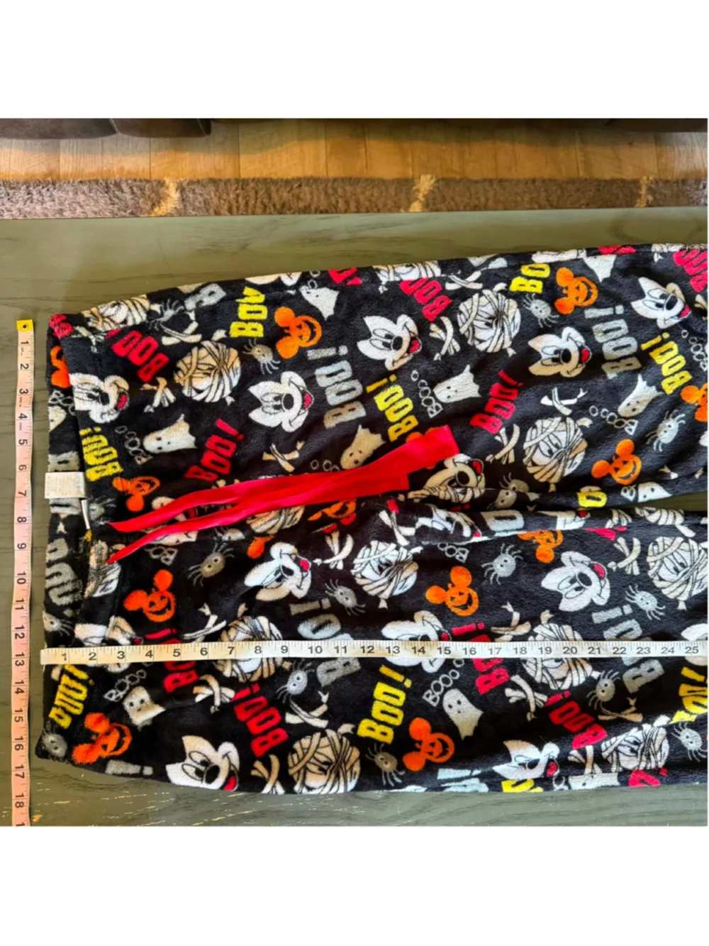 Disney Halloween Pajama Bottoms Size Large 12 Black Red Mickey Mouse Print